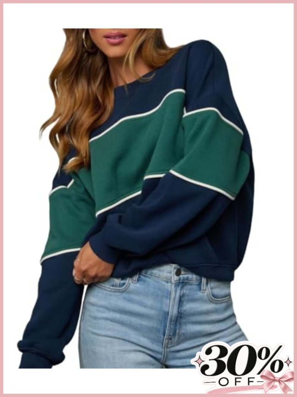 LEEDYA Womens Oversized Crewneck Sweatshirt Color Block Pullover